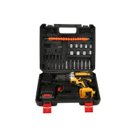 Акумуляторний дриль-шуруповерт 48V із набором інструментів у чорному кейсі 2 акумулятори універсальне рішення для дому та майстерні